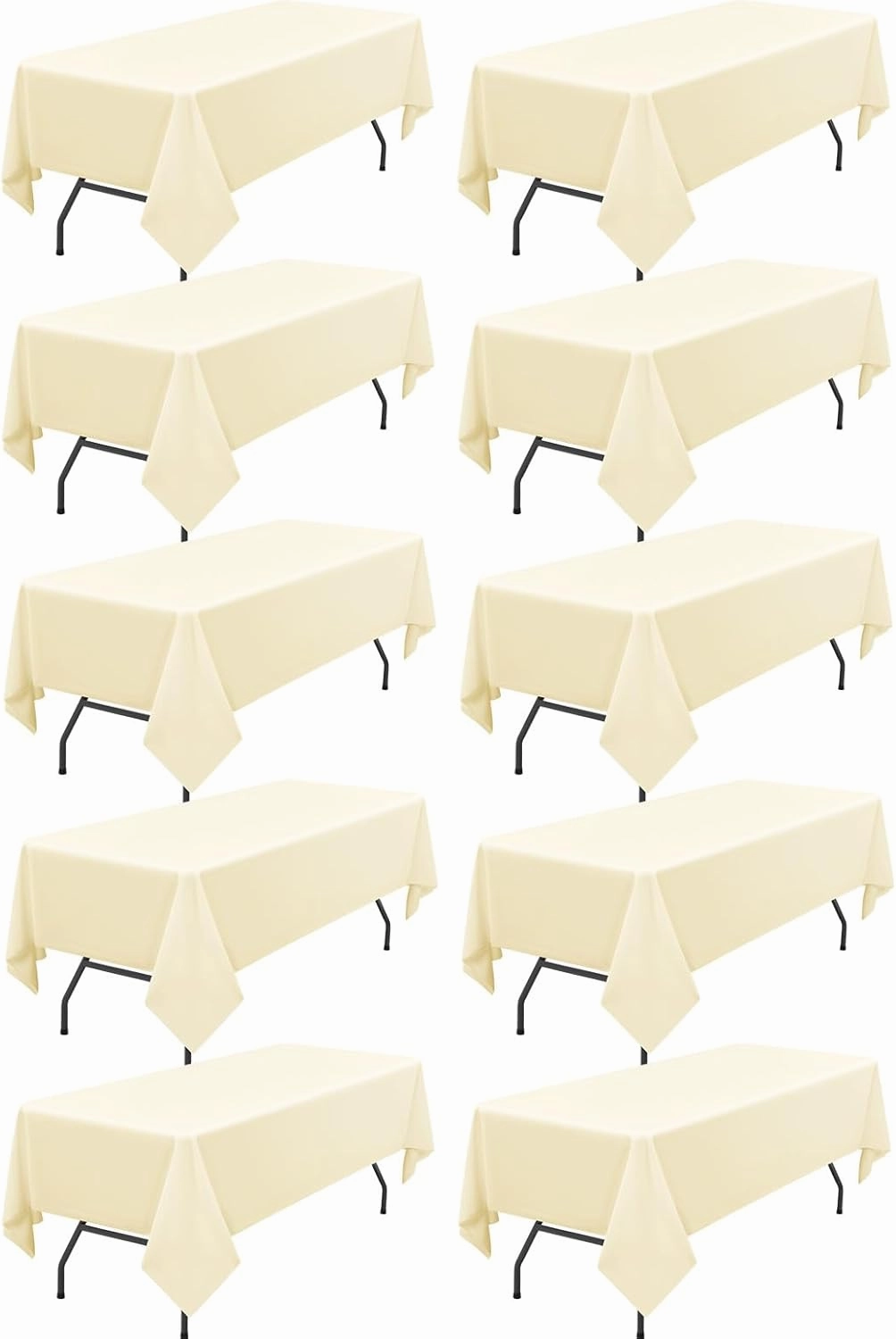 10 Pack Beige Tablecloth 60x102 inch Polyester Fabric Tablecloths for 6 Foot Rectangle Tables Wrinkle Resistant Linen Tablecloth Washable Table Covers for Party Wedding Events and Camping