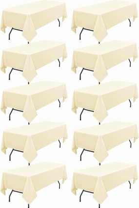 10 Pack Beige Tablecloth 60x102 inch Polyester Fabric Tablecloths for 6 Foot Rectangle Tables Wrinkle Resistant Linen Tablecloth Washable Table Covers for Party Wedding Events and Camping