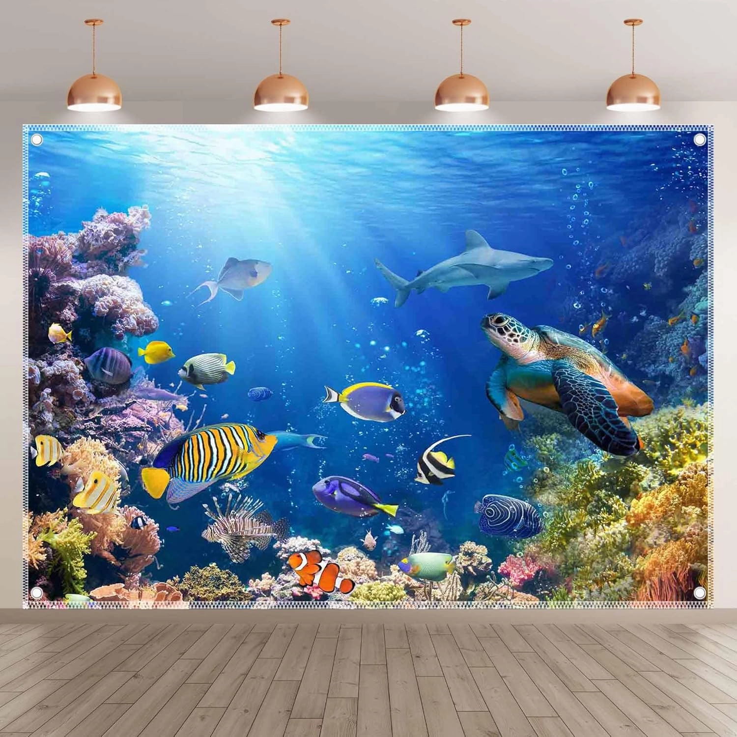 10x8ft Under The Sea Photography Backdrop Ocean Underwater World Background Aquarium Coral Baby Shower Decorations Birthday Party Photo Banner