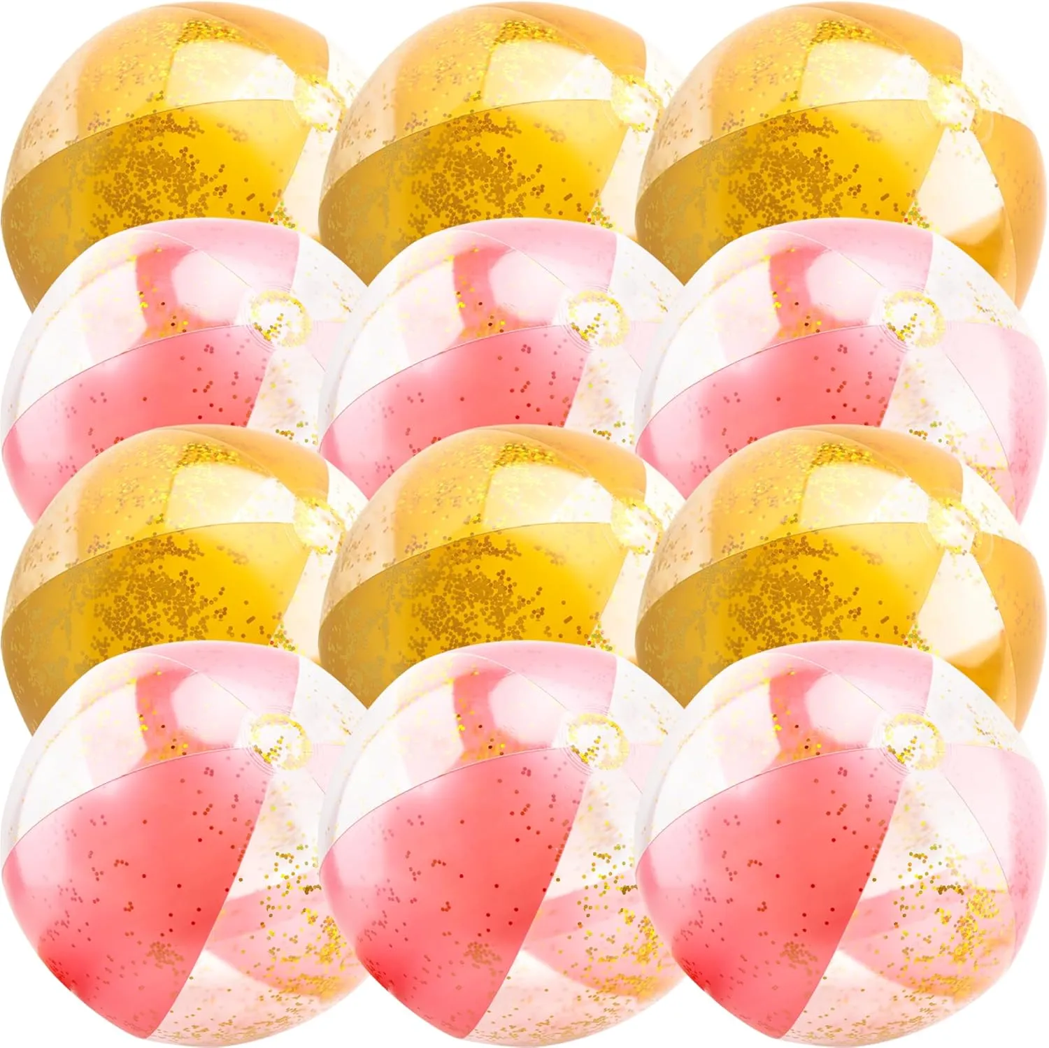 12 Pack 16 Inch Inflatable Glitter Beach Balls Blow up Confetti Beach Ball for Summer Beach Pool Party, 16 Inch After Inflation