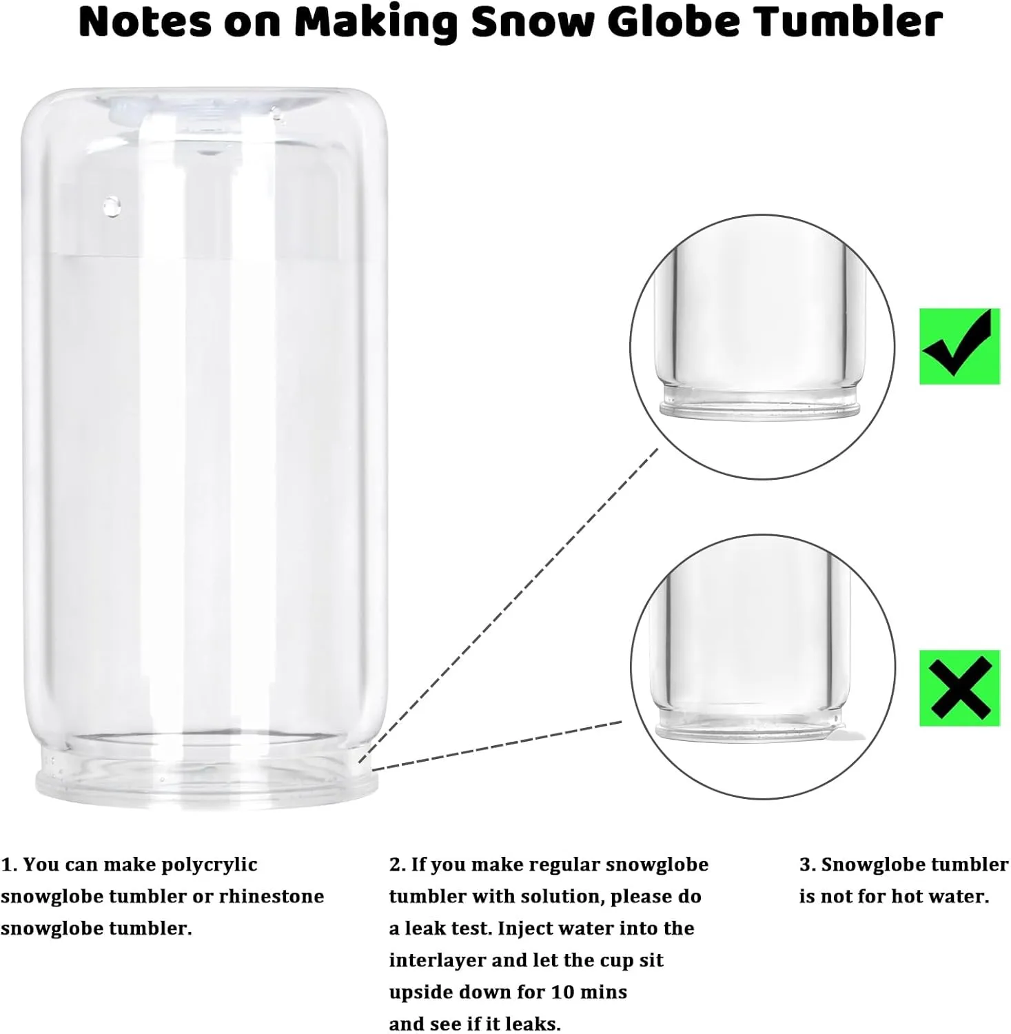 12 Pack Plastic Snow Globe Tumbler with Pre Drilled Hole, 16 Oz Double Wall Plastic Can with Lid and Straw, Plastic Mason Jar Mug for Snow Globe Glitter DIY Gift (Clear)