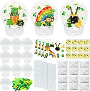 12 Set St. Patricks Day Glitter Snow Globe DIY Craft Kits, Clear Plastic Snow Globe Irish Party Crafts Kit for St. Patricks Day Party Favor Supplies Toddler Classroom Activities Gifts(St. Patricks)