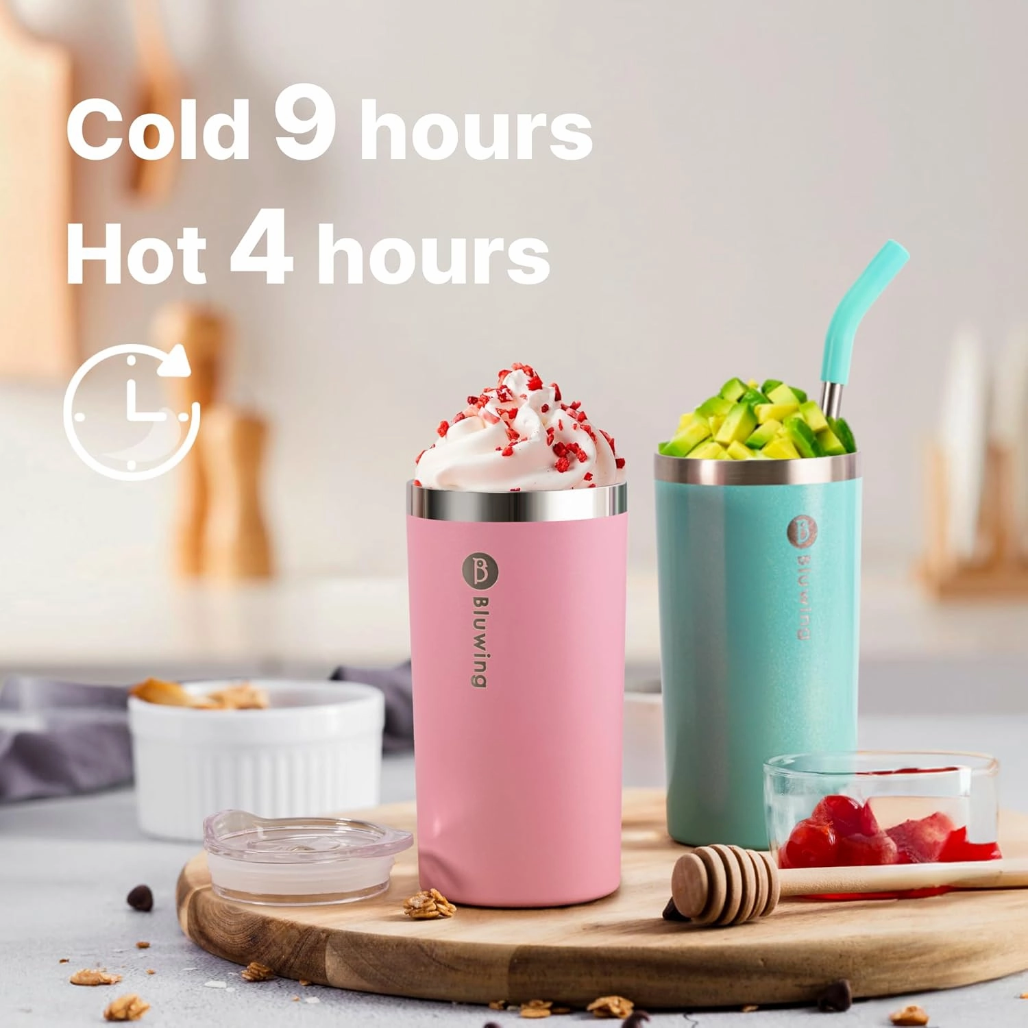 12 oz Double Wall Insulated Skinny Tumbler with Straw- Stainless Steel Coffee Tumbler Water Cup, Spill Proof, BPA Free (Glitter Purple/Pink)