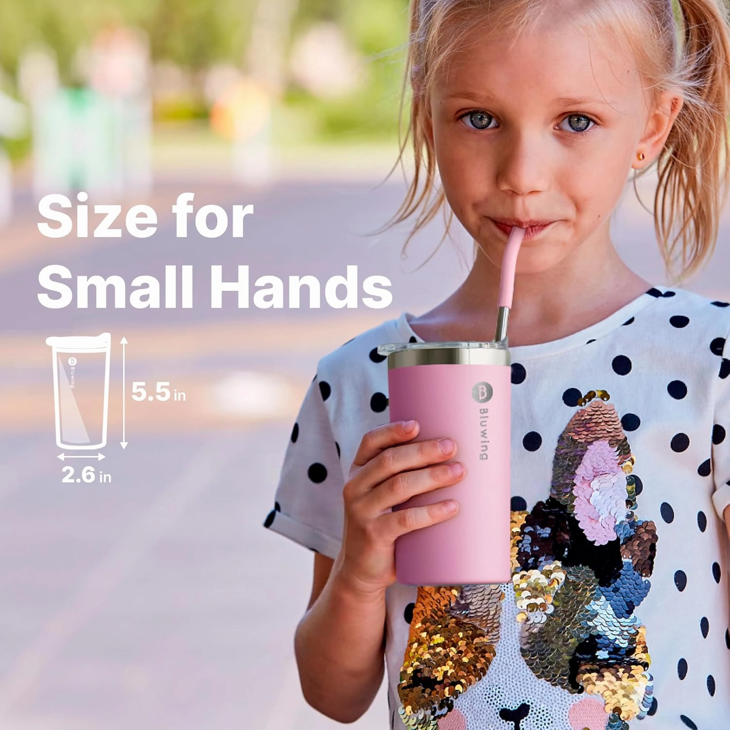 12 oz Double Wall Insulated Skinny Tumbler with Straw- Stainless Steel Coffee Tumbler Water Cup, Spill Proof, BPA Free (Glitter Purple/Pink)