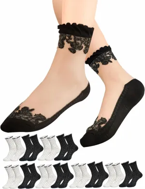 12Pairs Thin Cool Cotton Socks For Girl Women，Soft Casual Breathable Socks，Ankle Crew Socks