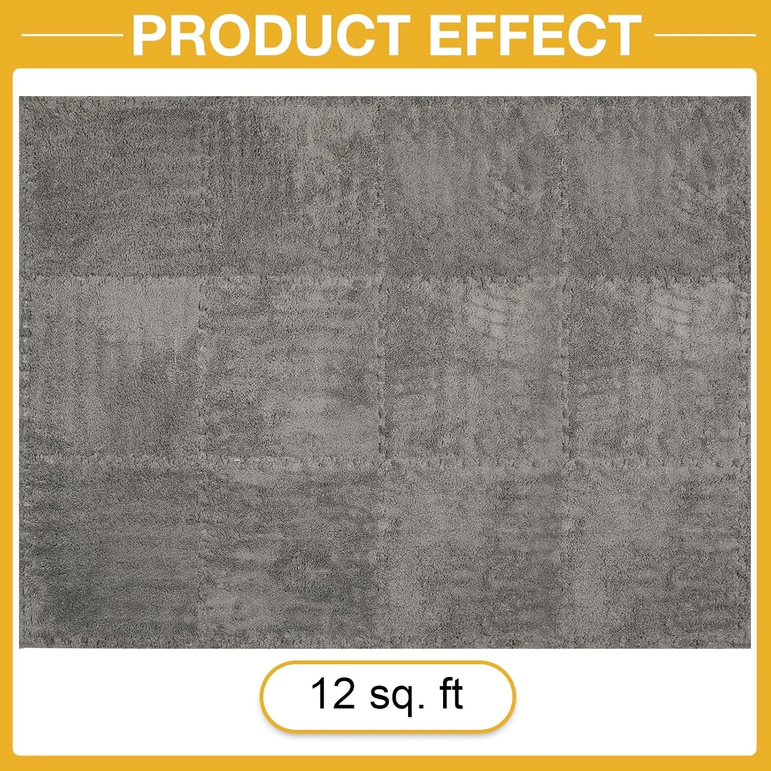 12pcs Interlocking Carpet Tiles Plush with 12 Edgings 4 Rug Tapes, Protective Soft Foam Carpet Puzzle Play Mats for Kids Room Floor 11.8 x 11.8 Inch, Grey