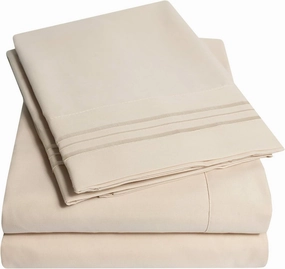 1500 Supreme Collection Extra Soft RV Short Queen Sheets Set, Beige - Luxury Bed Sheets Set with Deep Pocket Wrinkle Free Hypoallergenic Bedding, Over 40 Colors, RV Short Queen Size, Beige