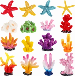 16 Pcs Artificial Coral Plant Aquarium Decorations Coral Reef Decor Premium Quality Artificial Craft Resin Multicolor Aquarium Decor for Fish Tank Aquarium Landscape