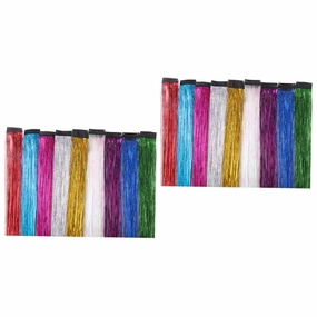 18pcs Clip Hair Extensions for Women Dazzle Fiber Hairpieces in Red Purple Green Pink Sky Blue Sea Blue Rose Red Silver Instant Glamour for Any Occasion