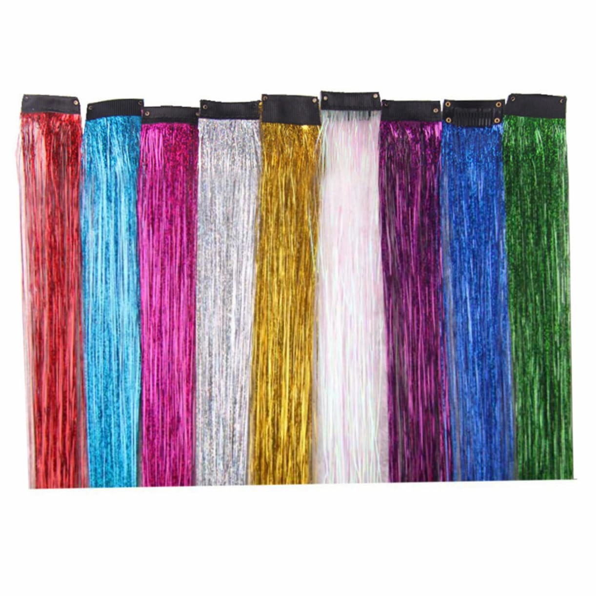 18pcs Clip Hair Extensions for Women Dazzle Fiber Hairpieces in Red Purple Green Pink Sky Blue Sea Blue Rose Red Silver Instant Glamour for Any Occasion