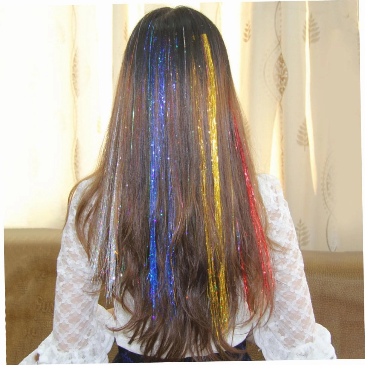 18pcs Clip Hair Extensions for Women Dazzle Fiber Hairpieces in Red Purple Green Pink Sky Blue Sea Blue Rose Red Silver Instant Glamour for Any Occasion