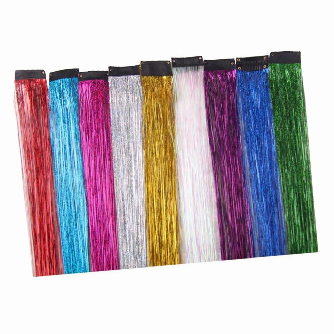 18pcs Clip Hair Extensions for Women Dazzle Fiber Hairpieces in Red Purple Green Pink Sky Blue Sea Blue Rose Red Silver Instant Glamour for Any Occasion