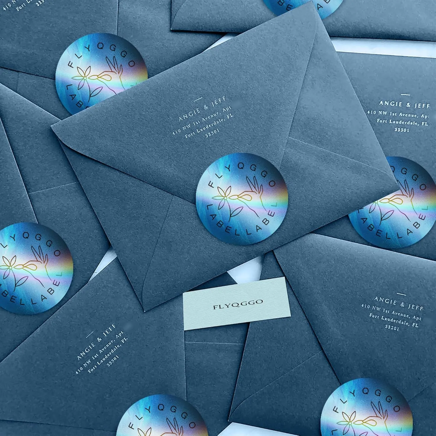 2 inch Holographic Round Printable Rainbow Glitter Thermal Printer Sticker Labels for Gift Wrapping, Name Price Tag DIY Custom Logo, Compatible with Rollo & MUNBYN Printers (500 Pcs/Roll) Blue