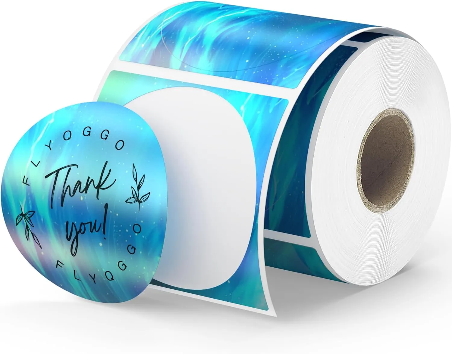 2 inch Holographic Round Printable Rainbow Glitter Thermal Printer Sticker Labels for Gift Wrapping, Name Price Tag DIY Custom Logo, Compatible with Rollo & MUNBYN Printers (500 Pcs/Roll) Blue