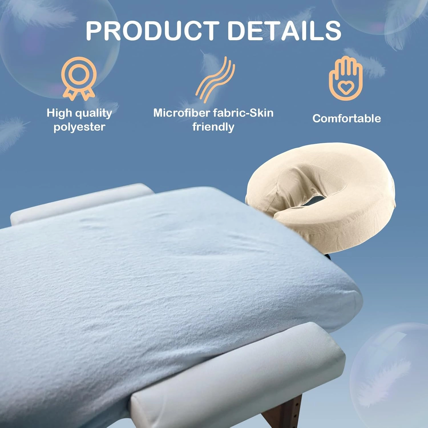 24 Pcs Face Cradle Covers for Massage Table Microfiber Reusable Soft Thicker Massage Table Head Rest Covers Bulk Oil Proof Headrest Cradle Sheets for Spa Beauty Salons (Beige)