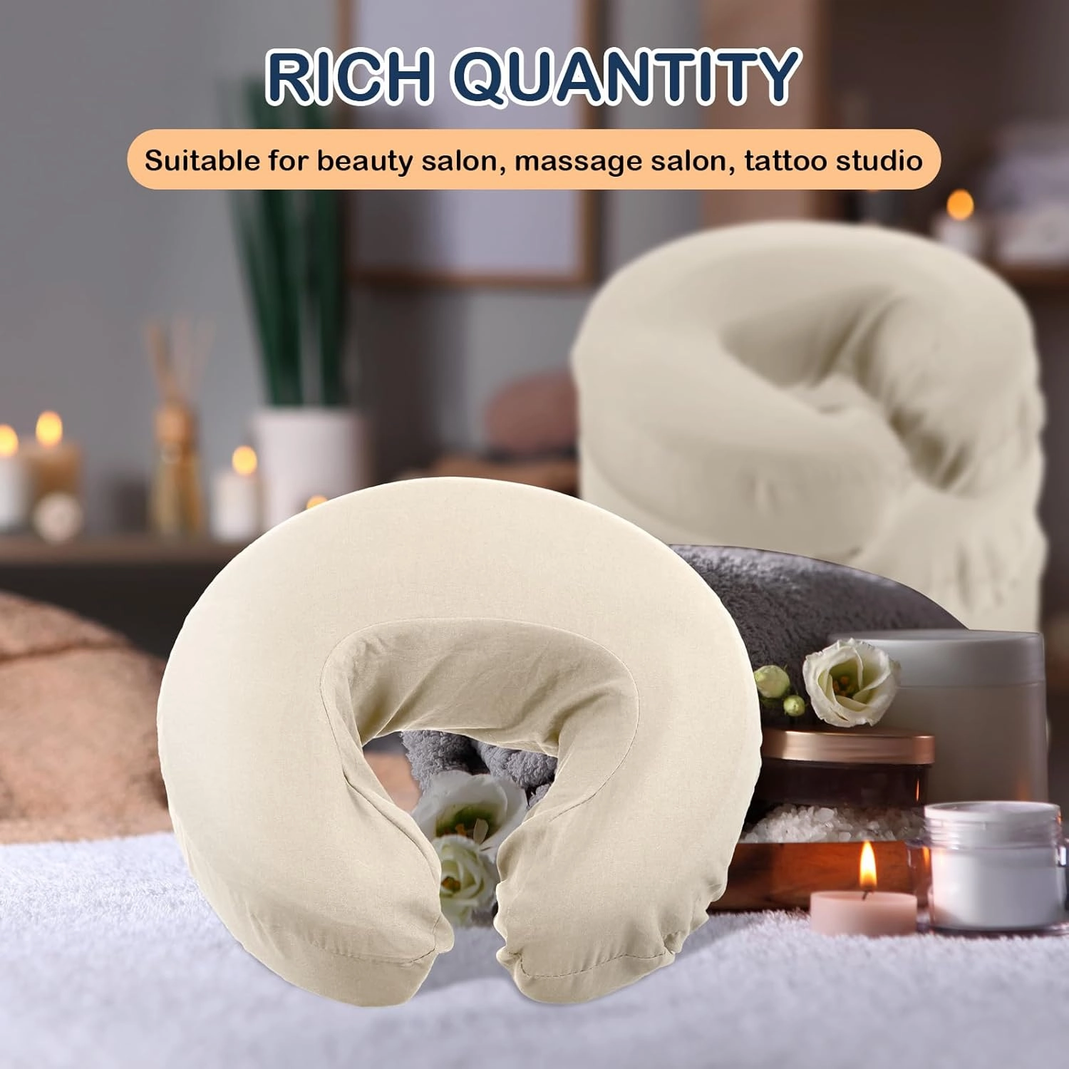 24 Pcs Face Cradle Covers for Massage Table Microfiber Reusable Soft Thicker Massage Table Head Rest Covers Bulk Oil Proof Headrest Cradle Sheets for Spa Beauty Salons (Beige)