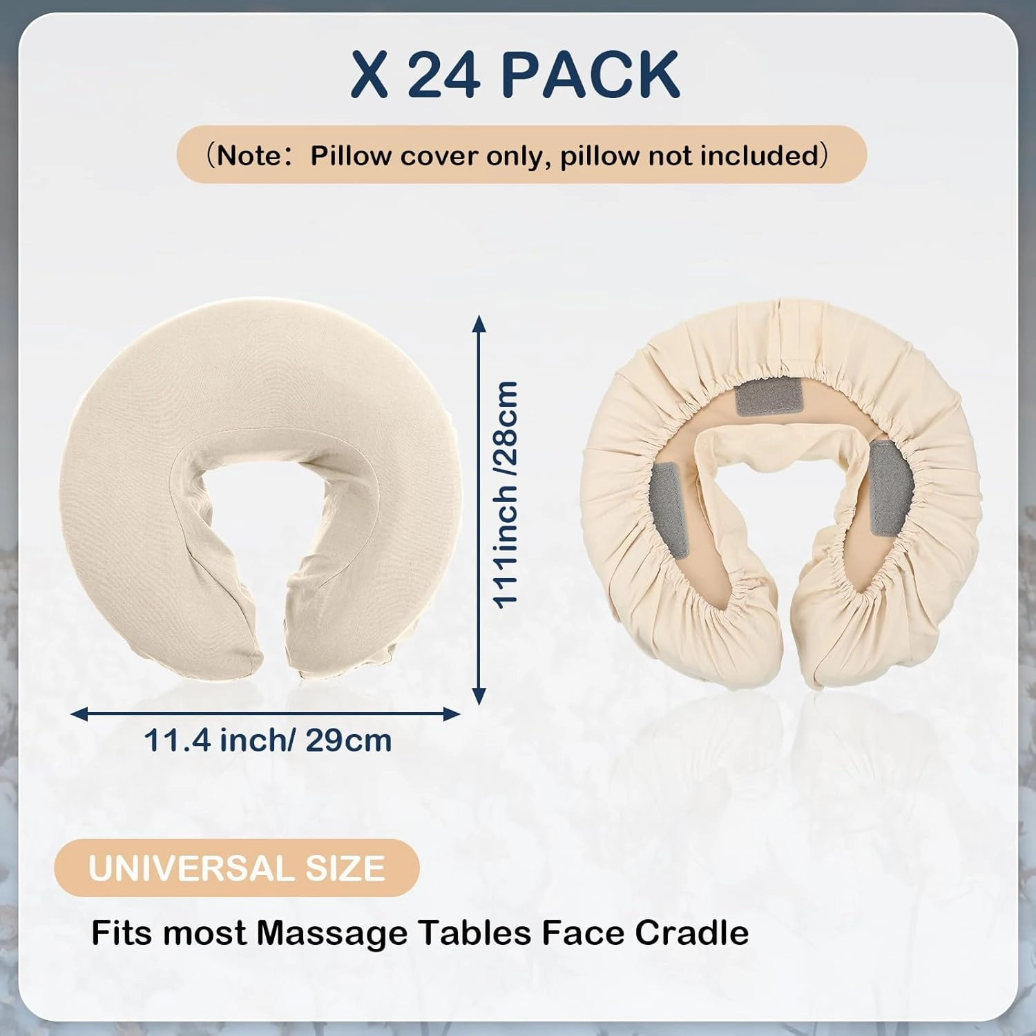 24 Pcs Face Cradle Covers for Massage Table Microfiber Reusable Soft Thicker Massage Table Head Rest Covers Bulk Oil Proof Headrest Cradle Sheets for Spa Beauty Salons (Beige)