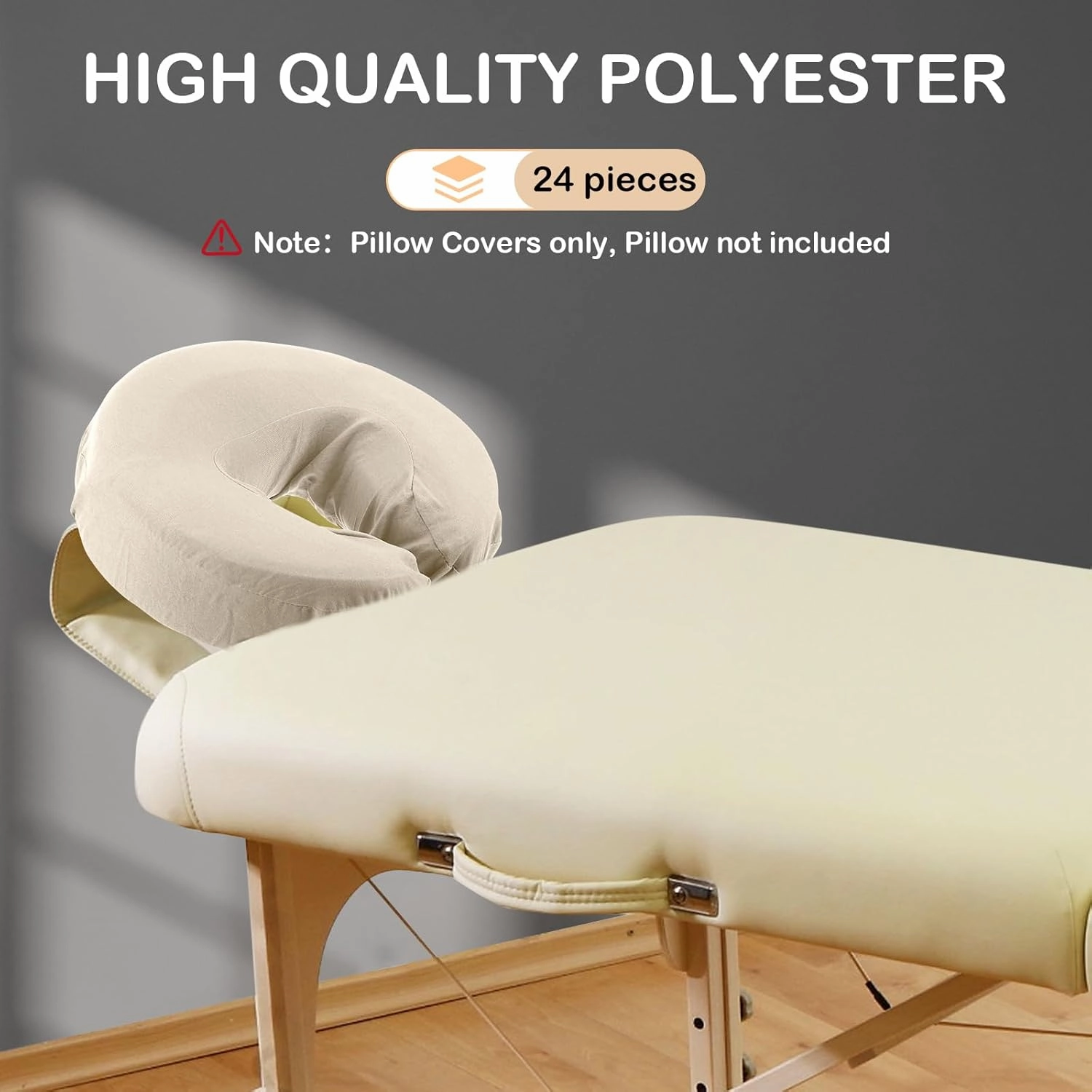24 Pcs Face Cradle Covers for Massage Table Microfiber Reusable Soft Thicker Massage Table Head Rest Covers Bulk Oil Proof Headrest Cradle Sheets for Spa Beauty Salons (Beige)