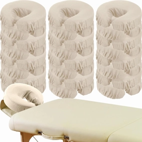 24 Pcs Face Cradle Covers for Massage Table Microfiber Reusable Soft Thicker Massage Table Head Rest Covers Bulk Oil Proof Headrest Cradle Sheets for Spa Beauty Salons (Beige)