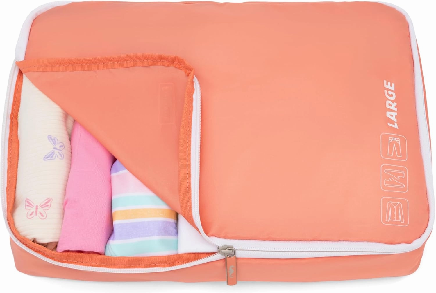 2 Pack Large Washable Travel Organizer Packing Cubes,Coral Orange