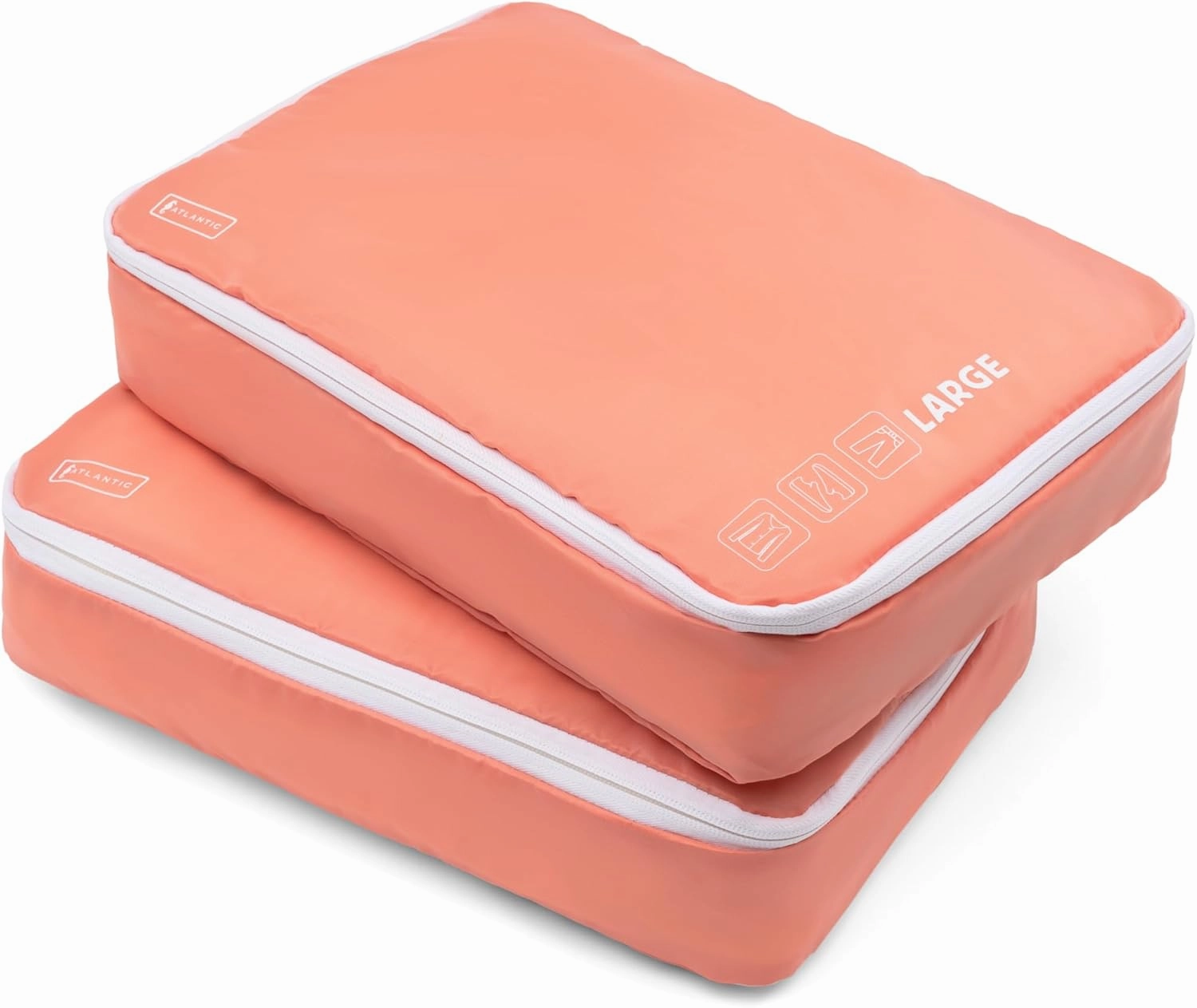 2 Pack Large Washable Travel Organizer Packing Cubes,Coral Orange