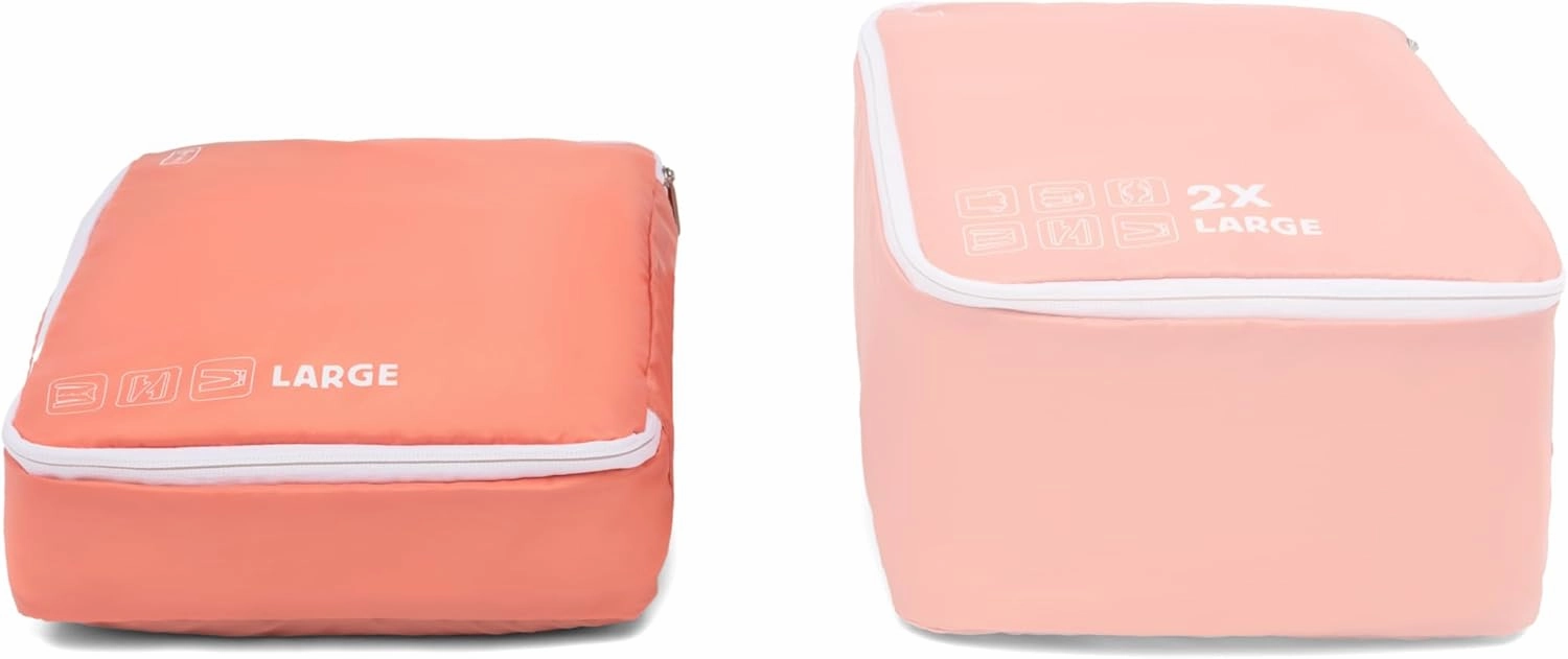 2 Pack Large Washable Travel Organizer Packing Cubes,Coral Orange