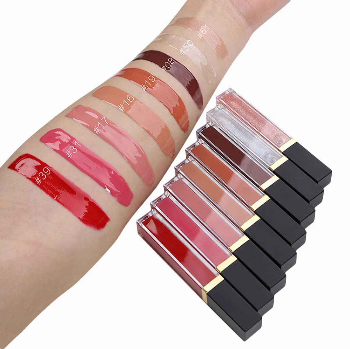2Chique Lux Vegan Moisturizing Lip Gloss Cruelty Free High Shimmer Lip Gloss (#16 Beige)