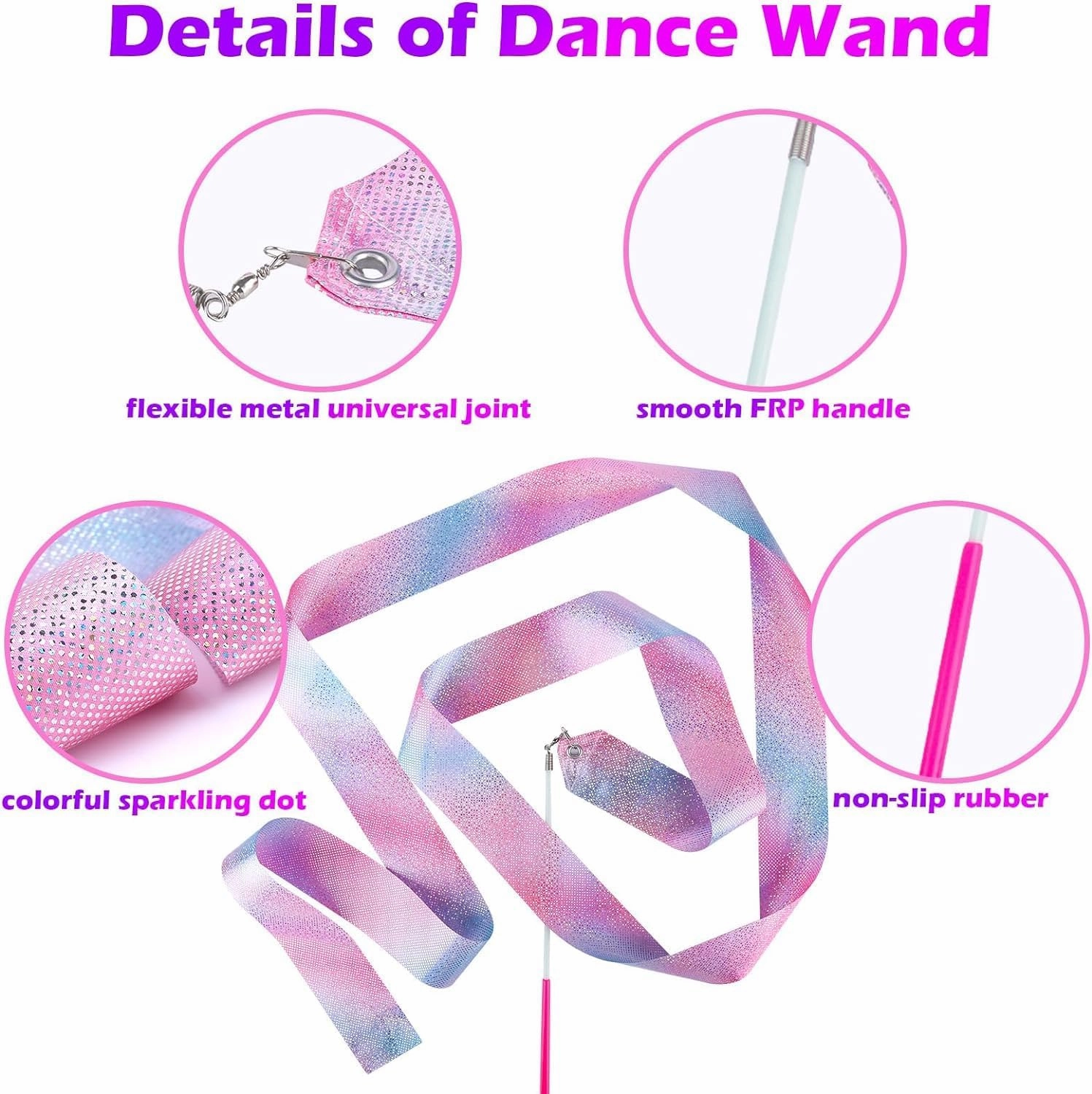 30PCS Sparkling Dance Ribbon for Kids Girls Princess Mermaid Ballet Ballerina Gymnastics Birthday Party Favors Decorations, Kids Twirling Streamer Ribbon Dancer Wands for Outdoor Toys