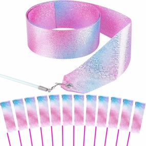 30PCS Sparkling Dance Ribbon for Kids Girls Princess Mermaid Ballet Ballerina Gymnastics Birthday Party Favors Decorations, Kids Twirling Streamer Ribbon Dancer Wands for Outdoor Toys
