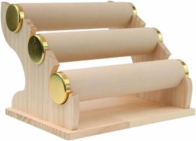 3-Bar Velvet Bracelet Holder Stand Organizer | Jewelry Display Rack for Watches, Necklaces | Bangle Organizer | Gift for Women and Men | Green, Black, Beige |