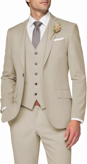 3 Piece Suit Men Slim Fit Wedding Suits for Mens Elegant One Button Jacket Single Breasted Vest Pants Set