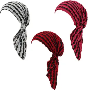 3Pack Chemo Headwear for Women Pre Tied Caps Soft Elastic Head Scarf for Patients