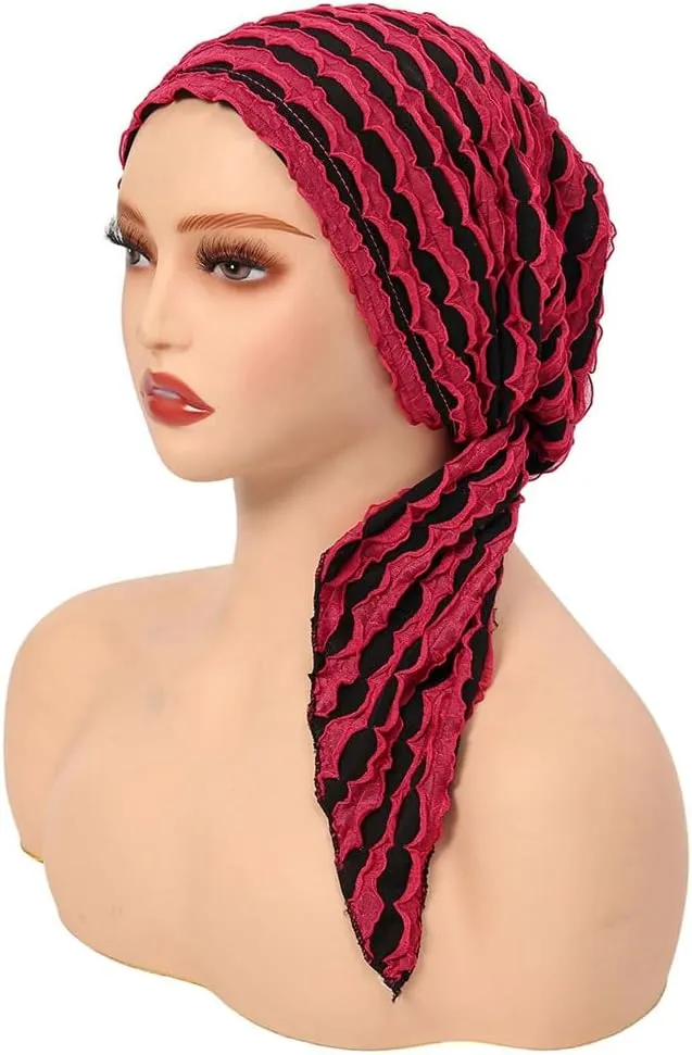 3Pack Chemo Headwear for Women Pre Tied Caps Soft Elastic Head Scarf for Patients