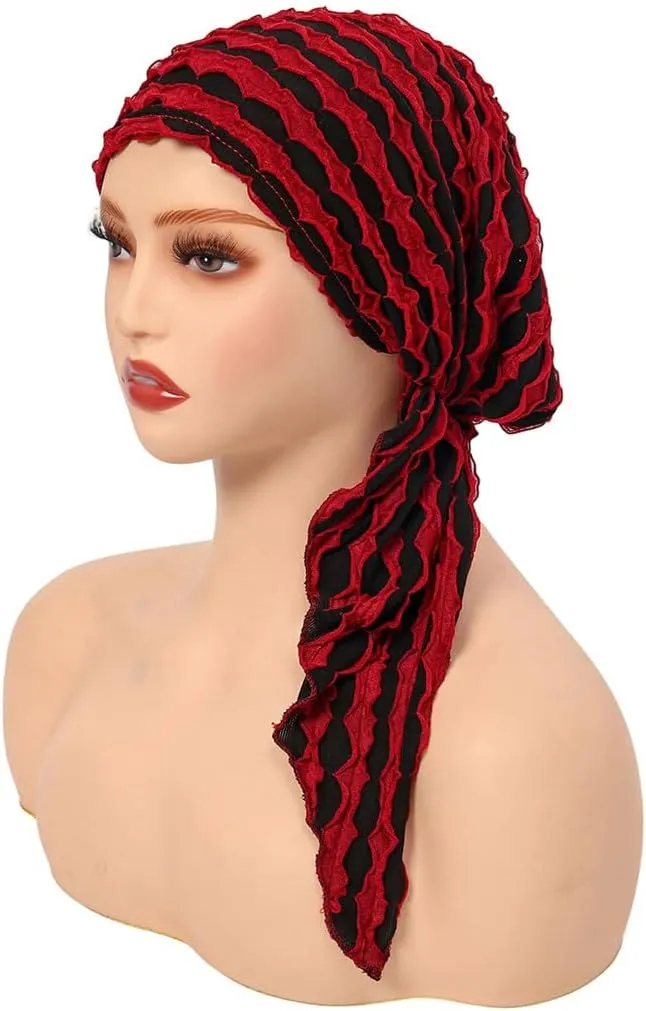 3Pack Chemo Headwear for Women Pre Tied Caps Soft Elastic Head Scarf for Patients