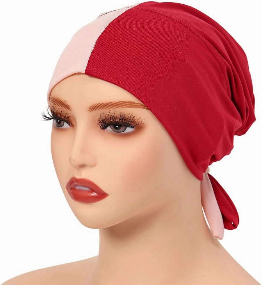 3Pack Women Under Scarf Hat Hijab Undercap Stylish Islamic Muslim Hijab Cap with Tie