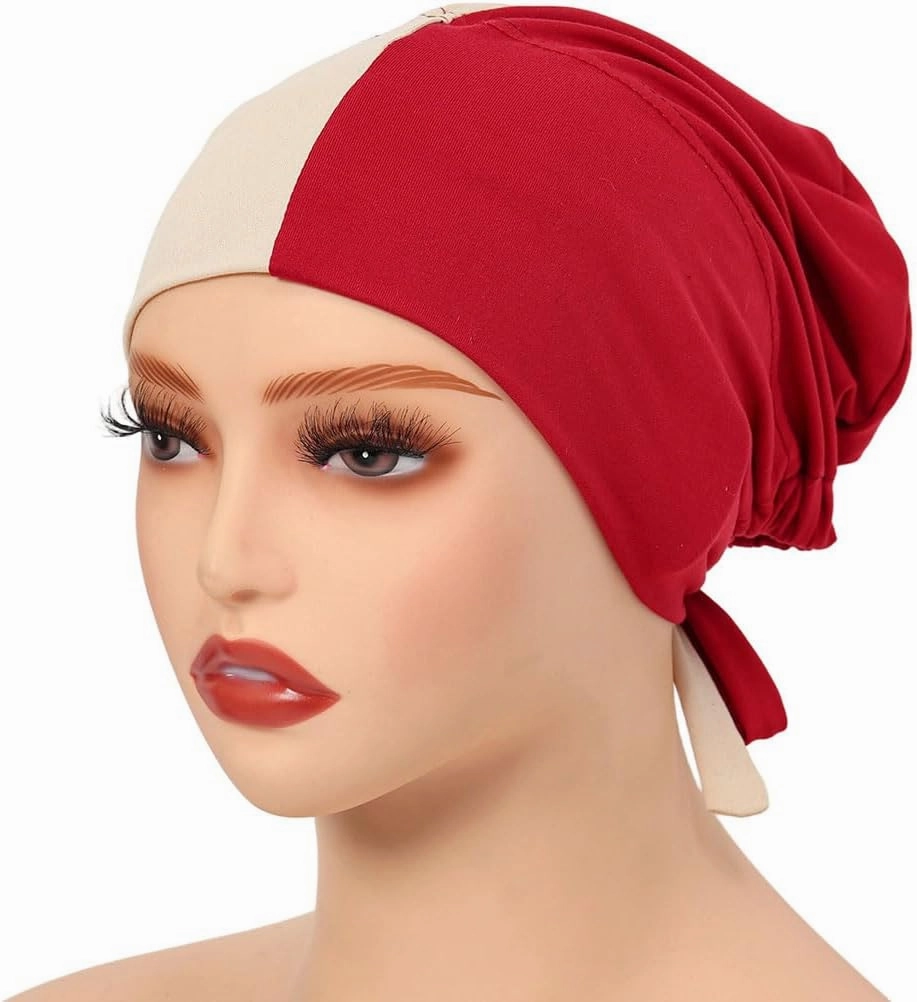 3Pack Women Under Scarf Hat Hijab Undercap Stylish Islamic Muslim Hijab Cap with Tie