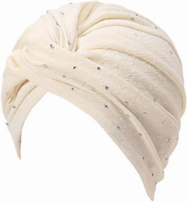 3Pieces Turbans for Women Soft Pre Tied Knot Fashion Cancer Turban Cap Chemo Headwrap Sleep Hat