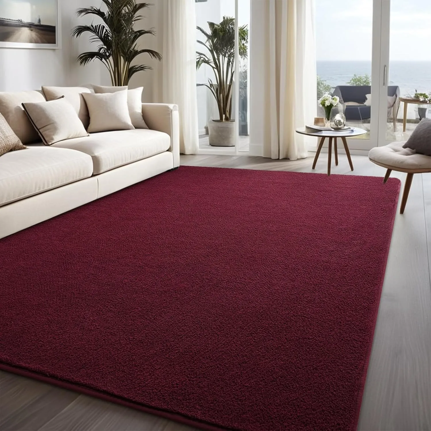 5x7 Red Area Rugs for Bedroom Shag Fur Rug, Modern Non-Slip Soft Plush Carpets for Wedding Indoor Living Room Home Décor Aesthetic Dark