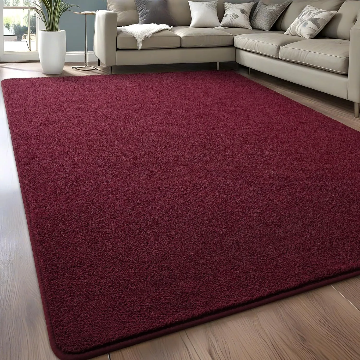 5x7 Red Area Rugs for Bedroom Shag Fur Rug, Modern Non-Slip Soft Plush Carpets for Wedding Indoor Living Room Home Décor Aesthetic Dark