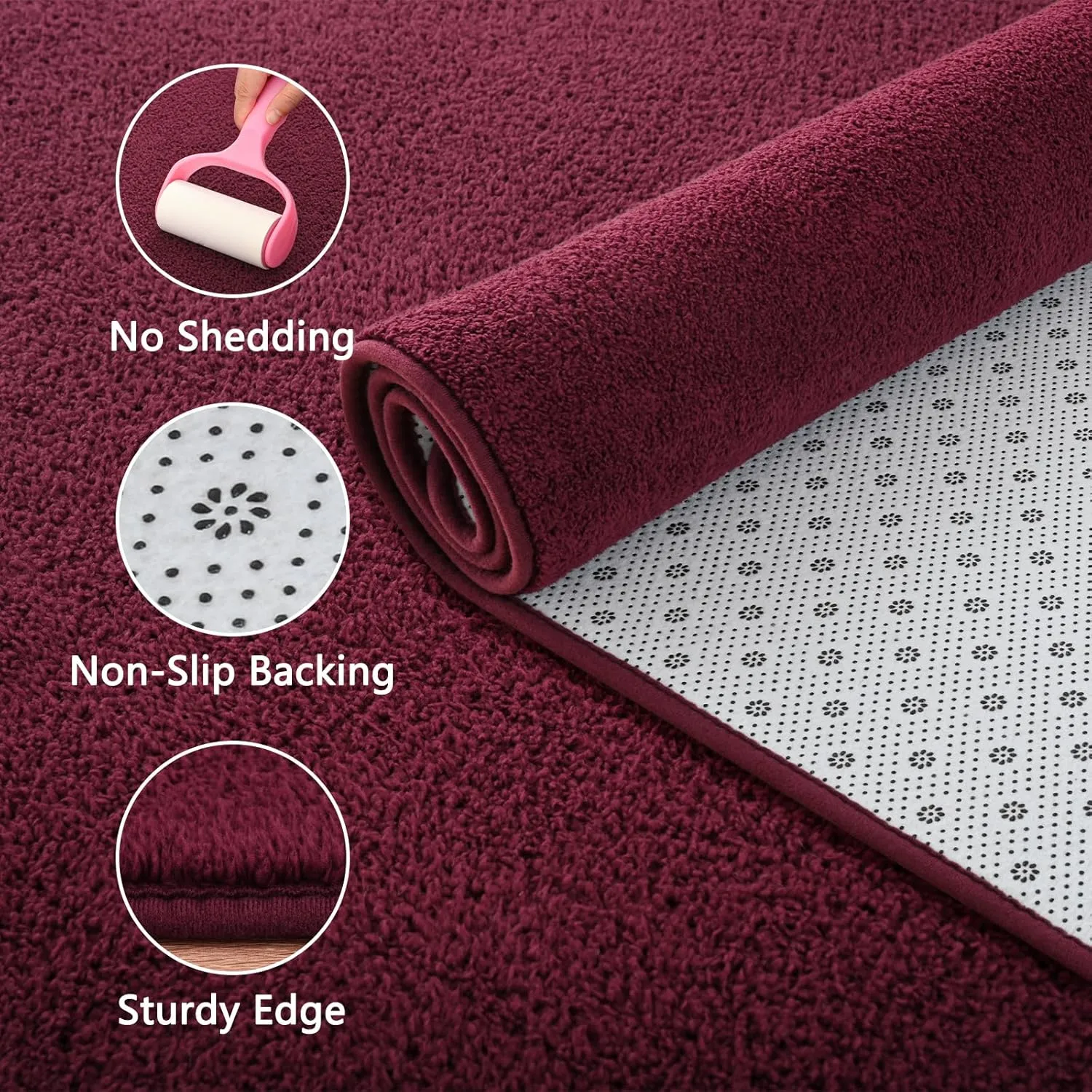 5x7 Red Area Rugs for Bedroom Shag Fur Rug, Modern Non-Slip Soft Plush Carpets for Wedding Indoor Living Room Home Décor Aesthetic Dark