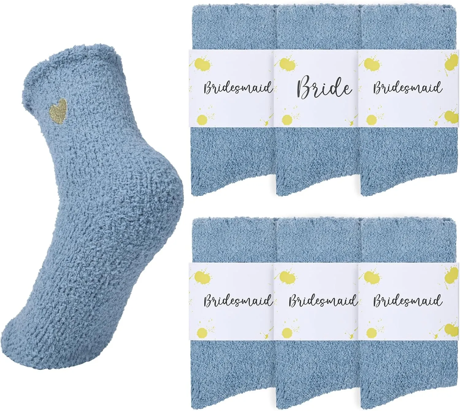 6 Pairs Fuzzy Socks Bridesmaid Proposal Gifts Set Cozy Soft Slipper Socks Wedding Party Favors for Women