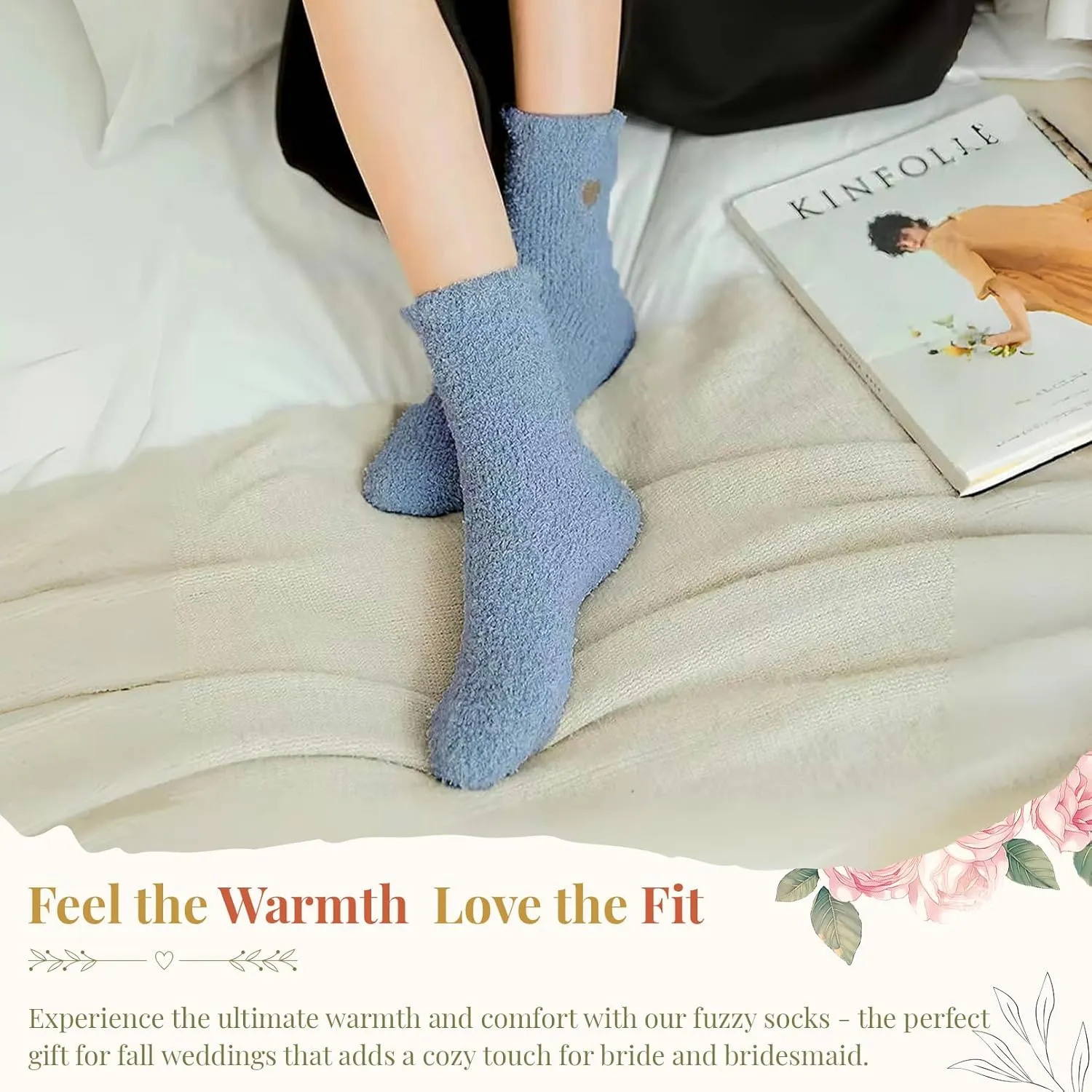 6 Pairs Fuzzy Socks Bridesmaid Proposal Gifts Set Cozy Soft Slipper Socks Wedding Party Favors for Women