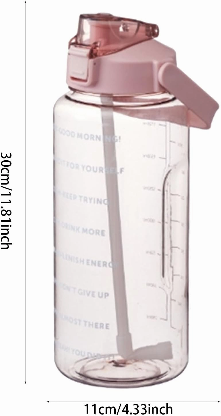 64 Ozwater Bottles with Handle and Motivational Time Markers,Leak Proof BPA Free Plastic Water Bottle with Straw,Half Gallon Water Jug,Large Water Bottle for Gym Workout Fitness Outdoor Sports