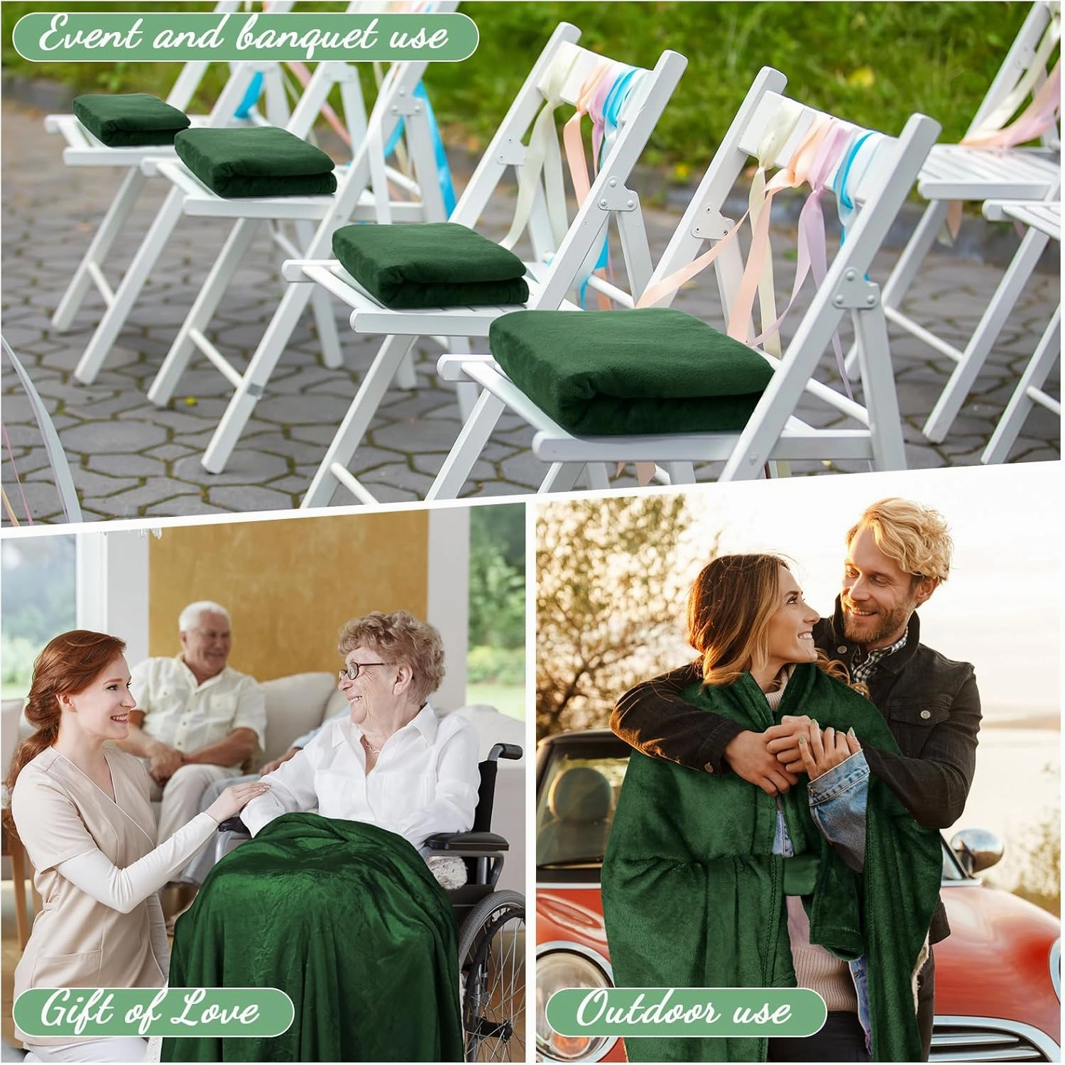 6 Pcs Flannel Fleece Throw Blanket Bulk 50 x 60 Inch Soft Fleece Blanket Warm Throw Blanket Coral Blankets for Couch Sofa Home Wedding Gifts Season (Dark Green,)