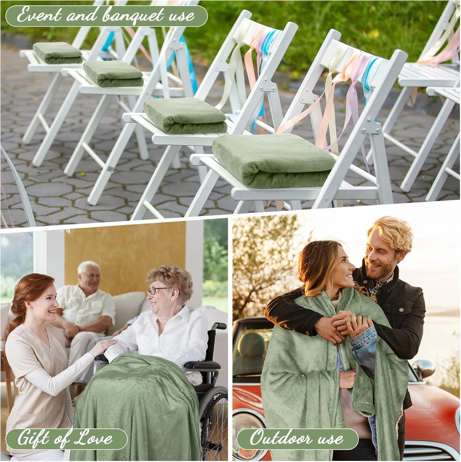 6 Pcs Flannel Fleece Throw Blanket Bulk 50 x 60 Inch Soft Fleece Blanket Warm Throw Blanket Coral Blankets for Couch Sofa Home Wedding Gifts Season (Sage Green)