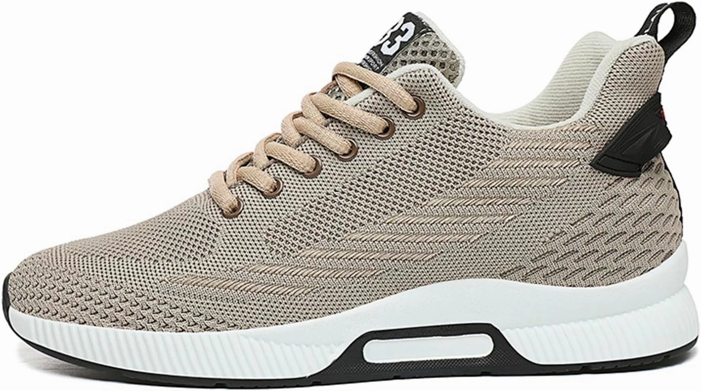 6cm Men's Elevator Shoes Men's Casual Mesh Trainers Lightweight Breathable Lace Up Sports Shoes with Hidden Lift Heel for Men Big Sneaker Slippers Men