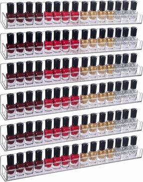 6Pcs/Set Acrylic Nail Polish Rack Wall Mounted,Lipstick Essential Oil Bottle Holder Organizer,Nail Paint Display Stand Shelf for Storage