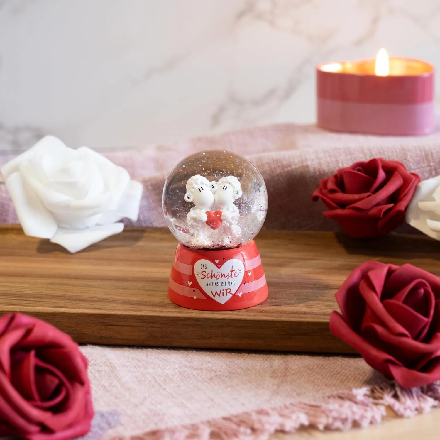 73794 Dream Globe with Glitter, Saying on The Base, Height 6.5 cm, Polyresin