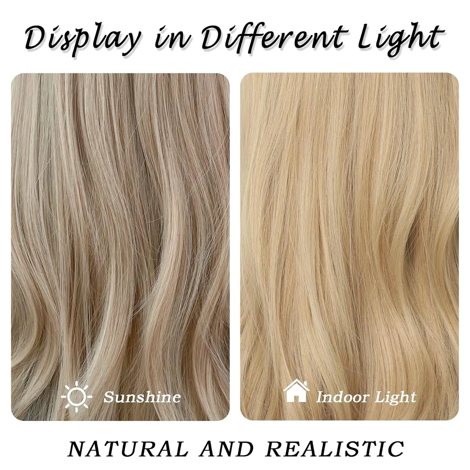 7JHH WIGS Highlight Layered Beige Blonde Wig with Bang Long Straight Synthetic Women Natural Balayaga Black Wig Daily Used (Black Highlight)