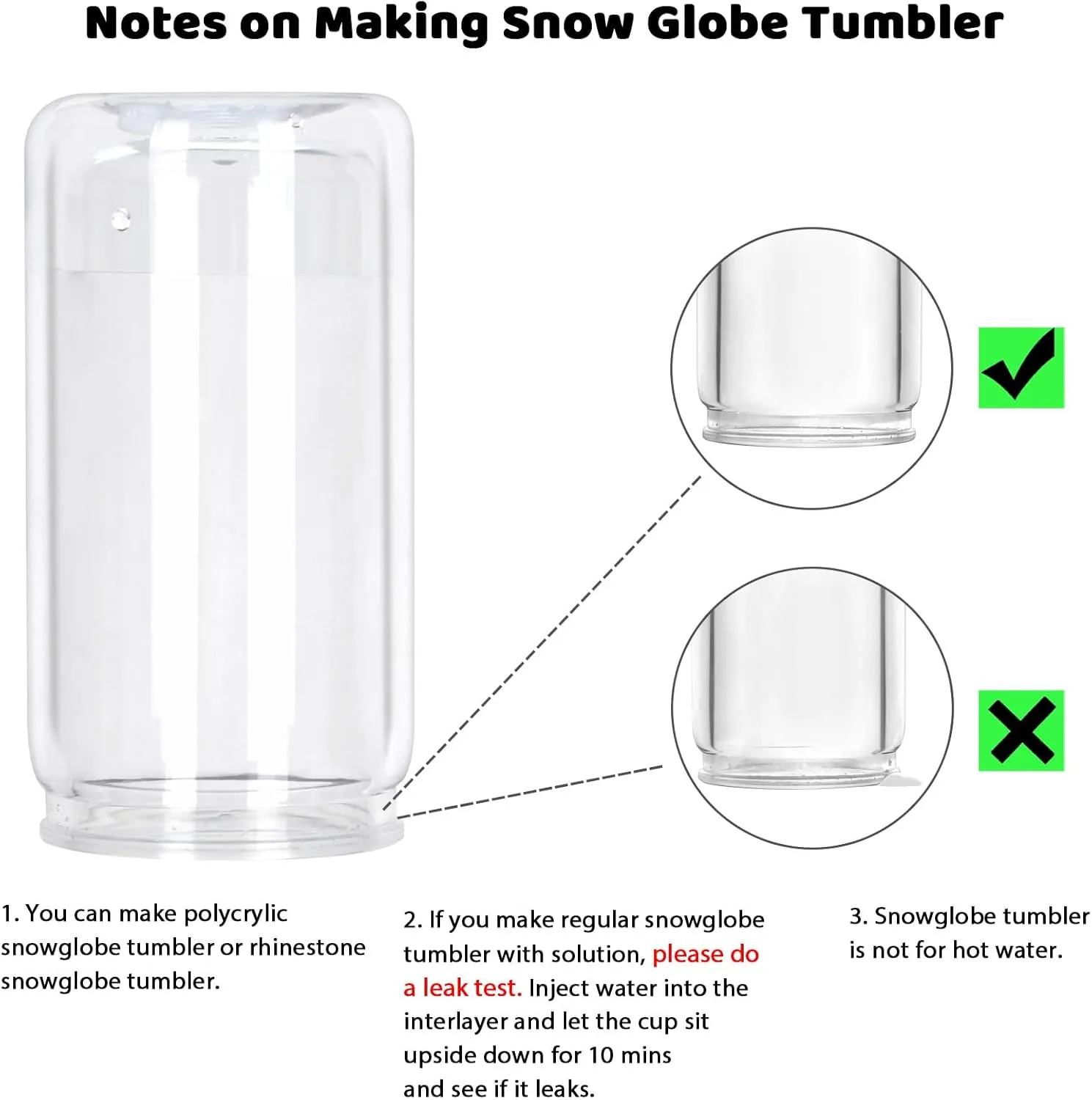 8 Pack plastic Snow Globe Tumbler, 16 Oz Double Wall Plastic Can with Lid and Straw, Plastic Mason Jar Mug for Snow Globe Glitter DIY Gift (Clear)